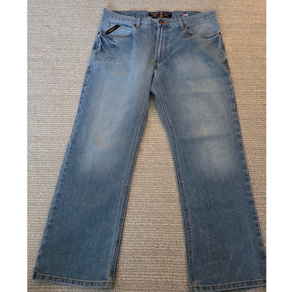 Ariat Rebar M4 Relaxed Boot Cut Jeans Mens 36x30 Light Wash Denim Work Pants